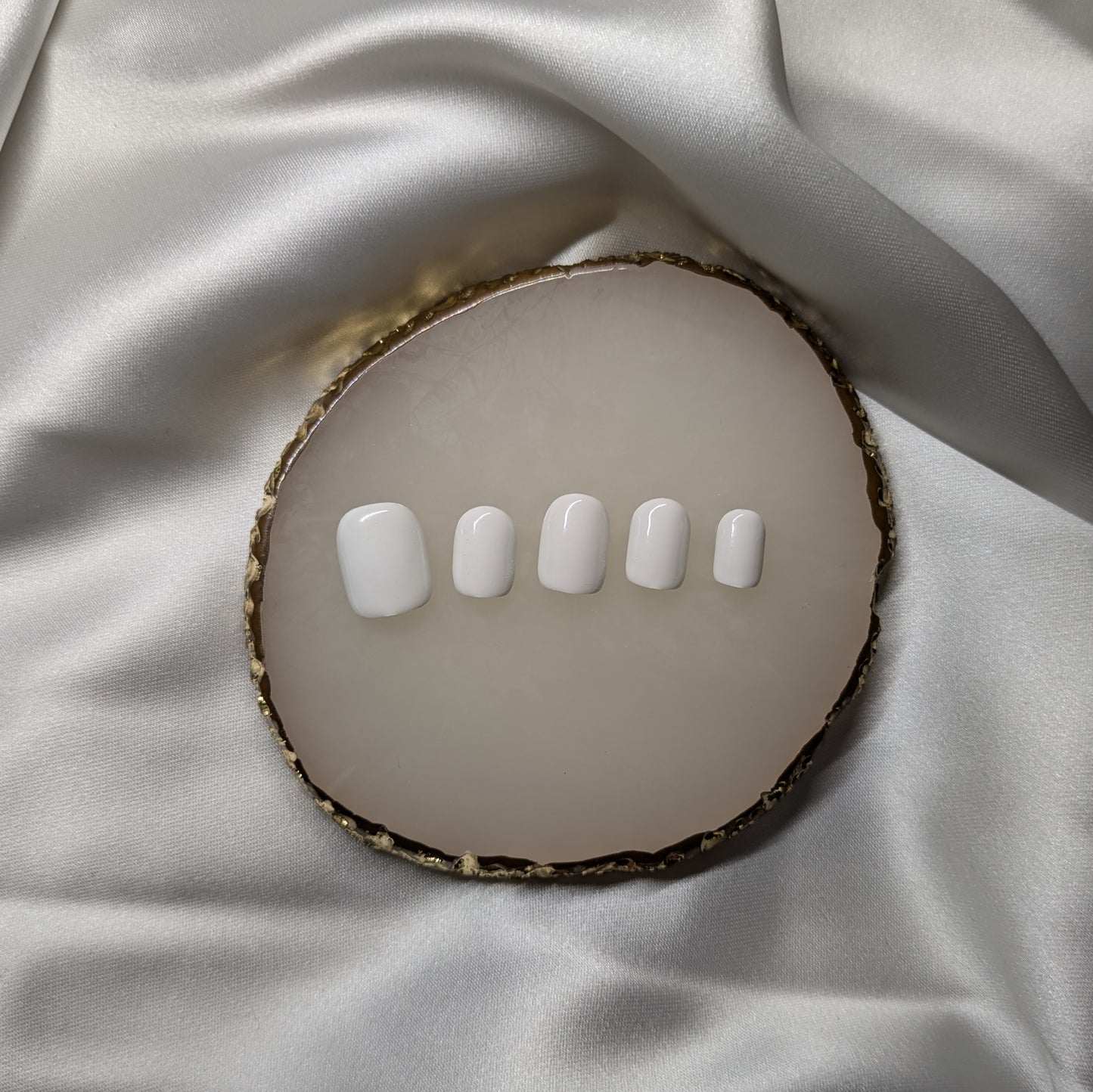 Ikkys Nails, Solid White BIAB Handmade Gel Press-on Nails, Salon Quality, 10pcs, Free Prep Kit Included