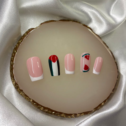 Ikkys Nails, PALESTINE NAILS- 100% PROFITS DONATED, Handmade Gel Press-on Nails, Salon Quality, 10pcs, Free Prep Kit Included
