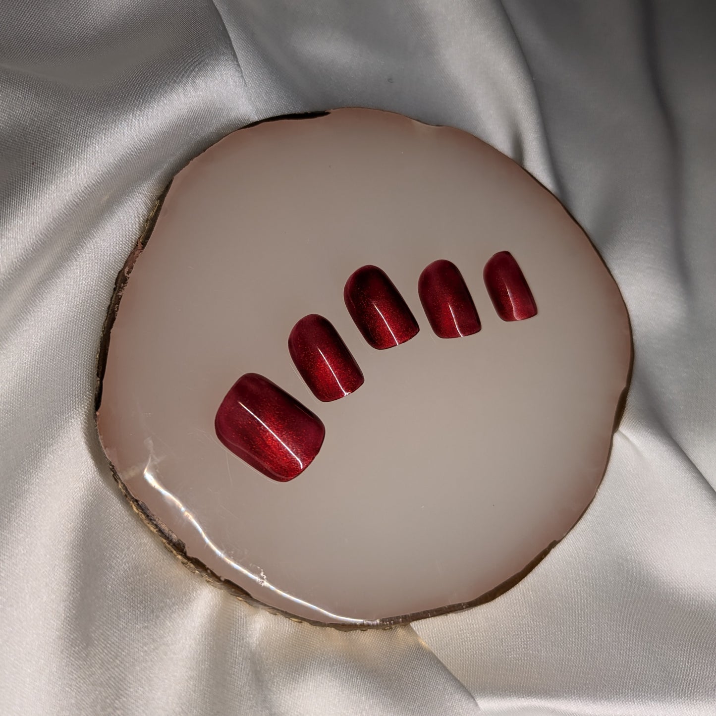 Ruby Red Cat Eye Press-On Gel Nails