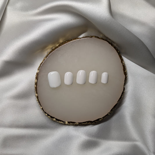 Ikkys Nails, Solid White BIAB Handmade Gel Press-on Nails, Salon Quality, 10pcs, Free Prep Kit Included