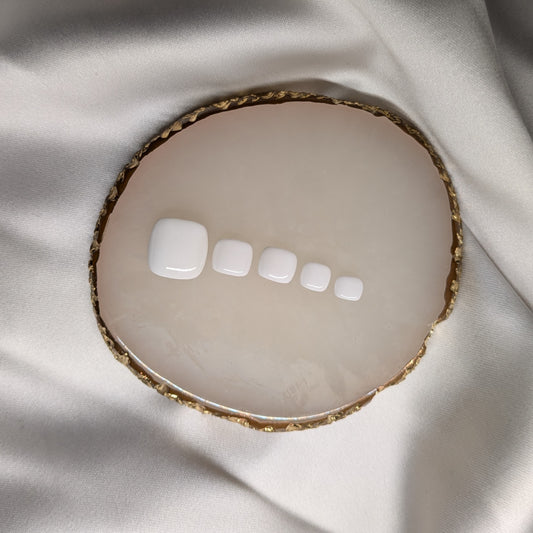 Ikkys Nails, Toes Solid White BIAB Handmade Gel Press-on Nails, Salon Quality, 10pcs, Free Prep Kit Included